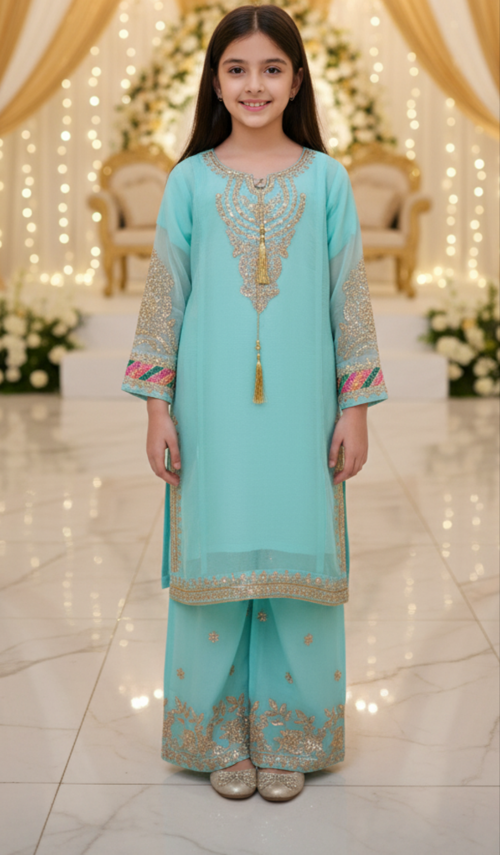 3 Piece Chiffon Festive Wedding Dress.