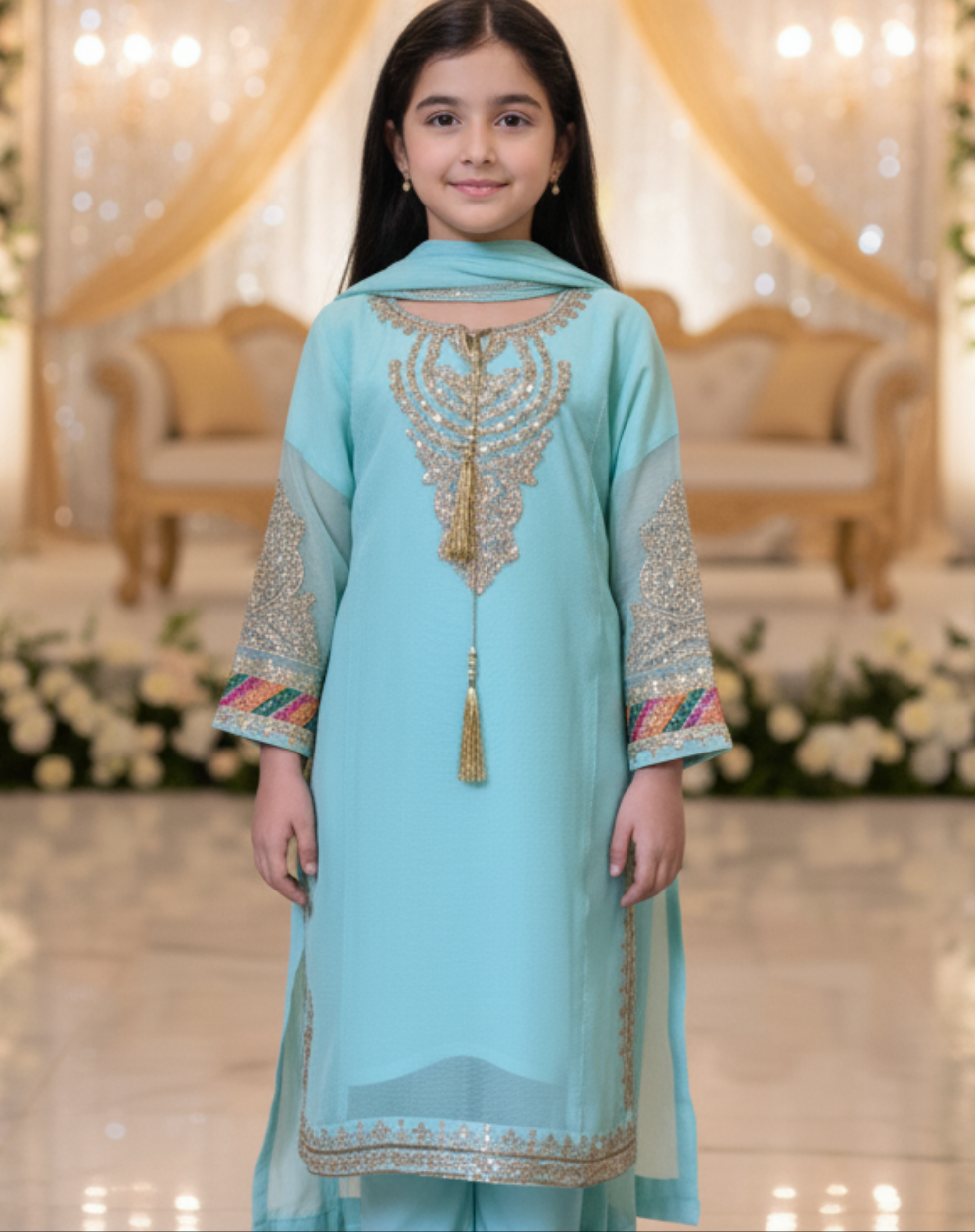 3 Piece Chiffon Festive Wedding Dress.
