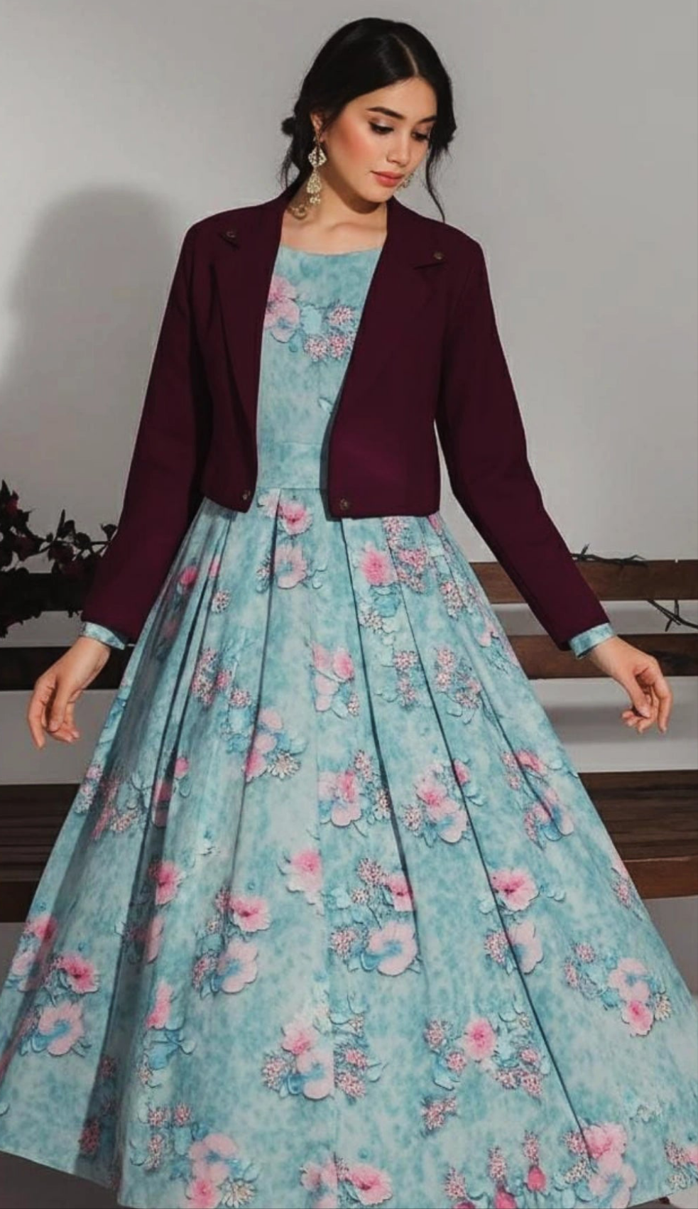 Western Long Frock With Koti.