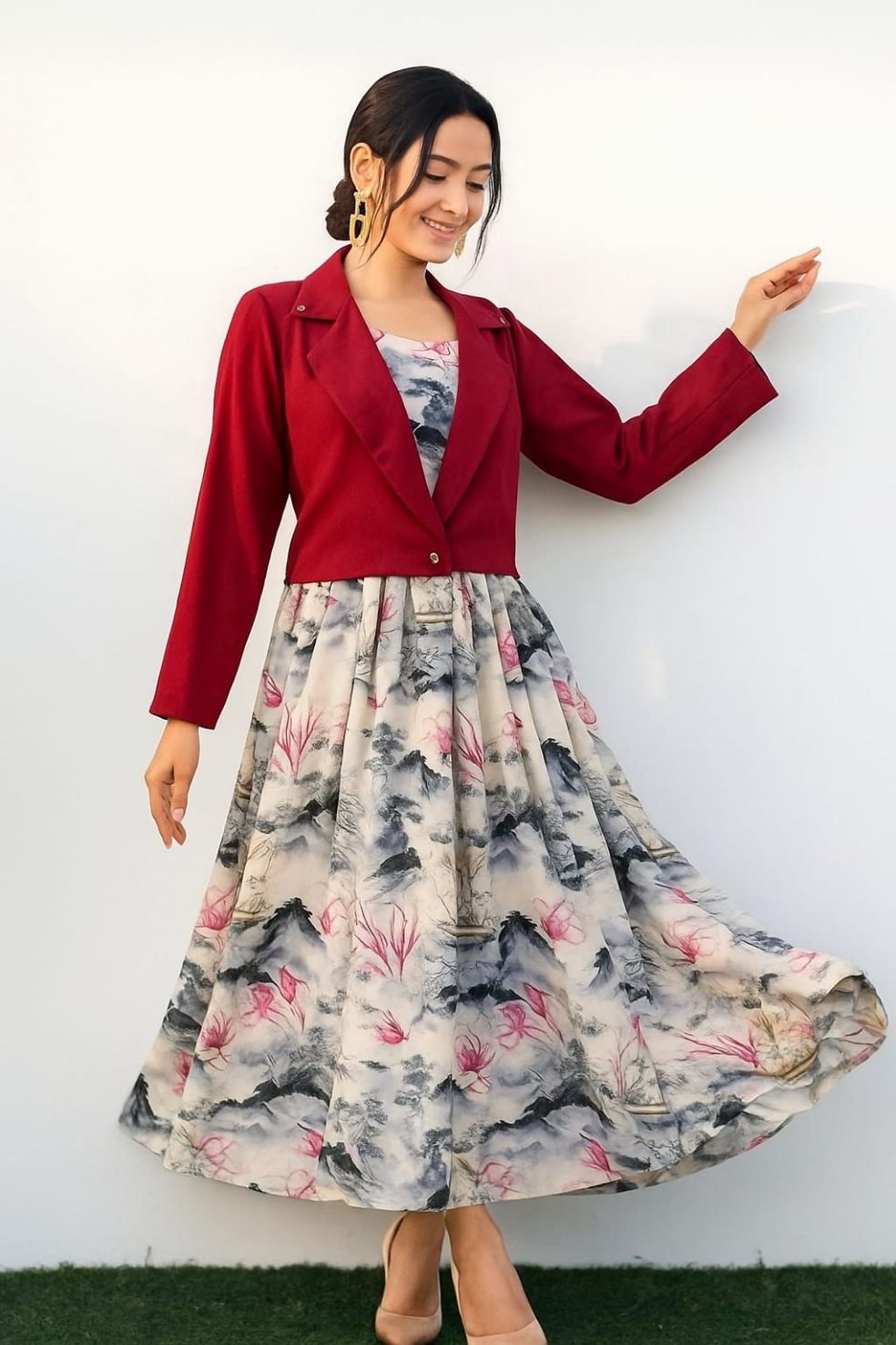 Western Long Frock With Koti.