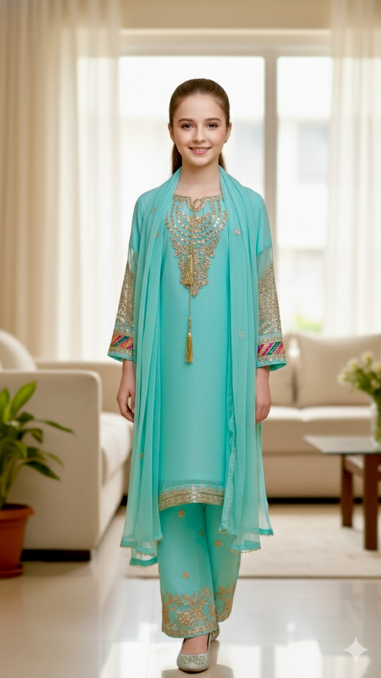 3 Piece Chiffon Festive Wedding Dress.