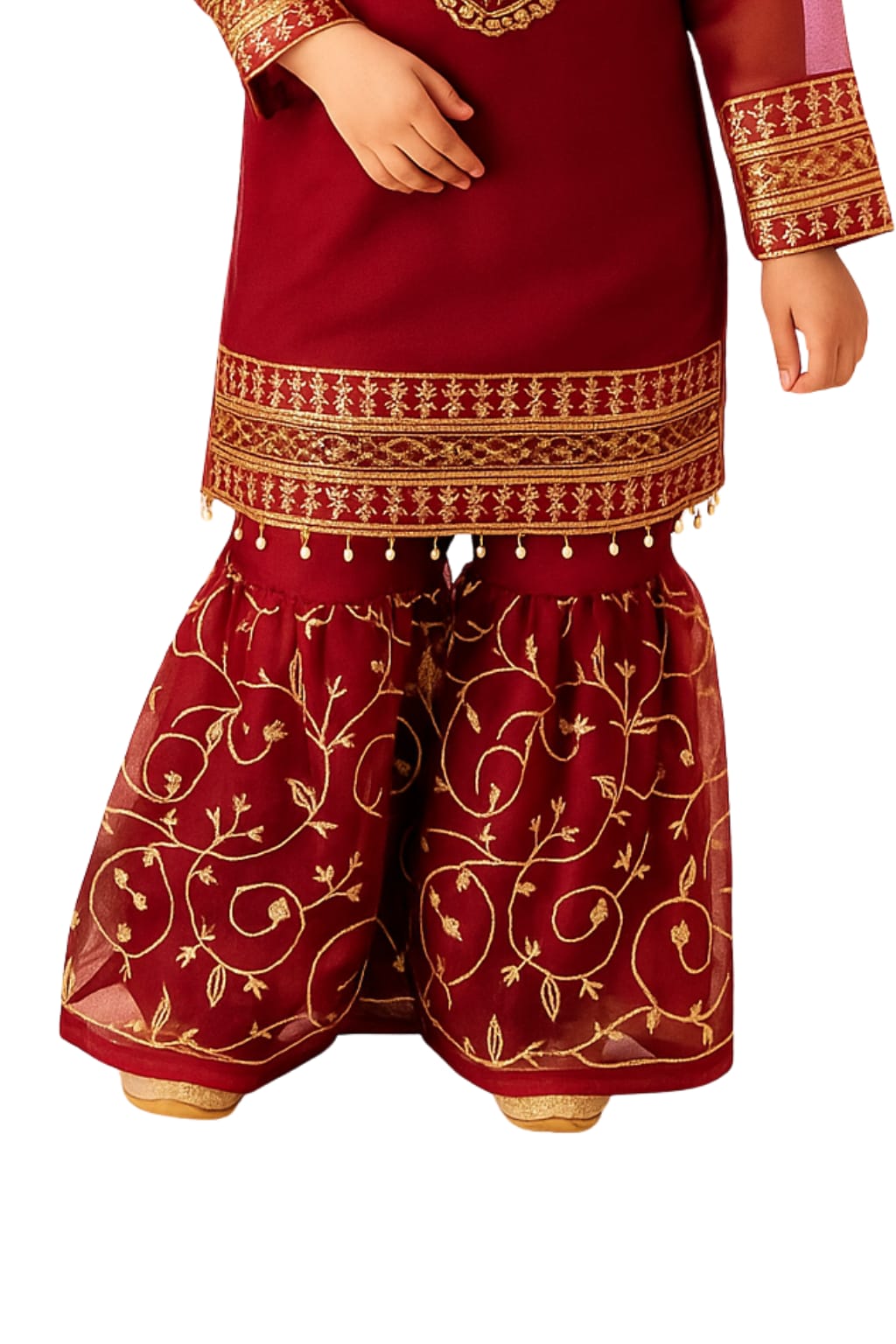 3 Piece Embroidery Chiffon Festive Gharara Suit.