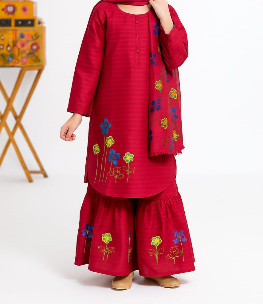 3 Piece Gharara Suit Embroided.