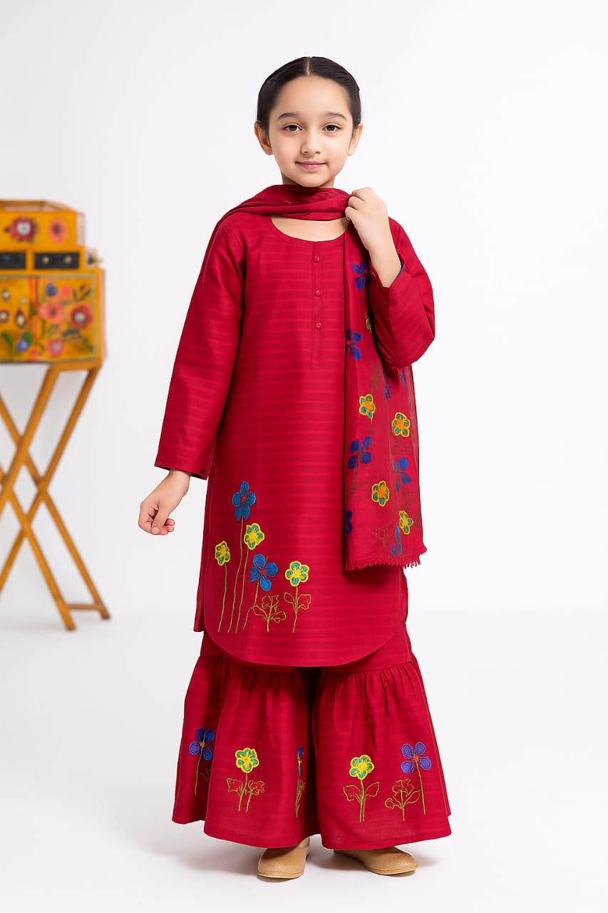 3 Piece Gharara Suit Embroided.