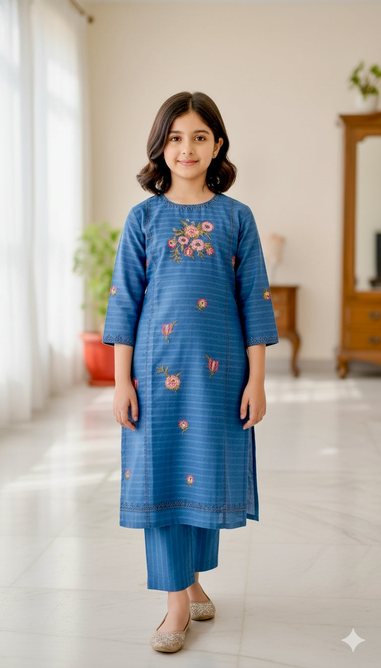 3 Piece Cotton Cross Stitch Chiken Embroidery Dress.