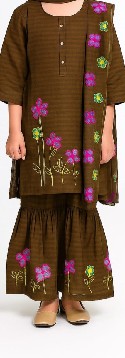 3 Piece Gharara Suit Embroided.