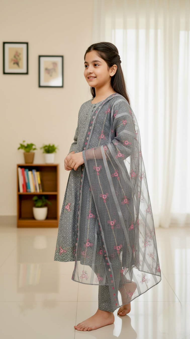 3 Piece Winter Cotton Jacquard Suit.