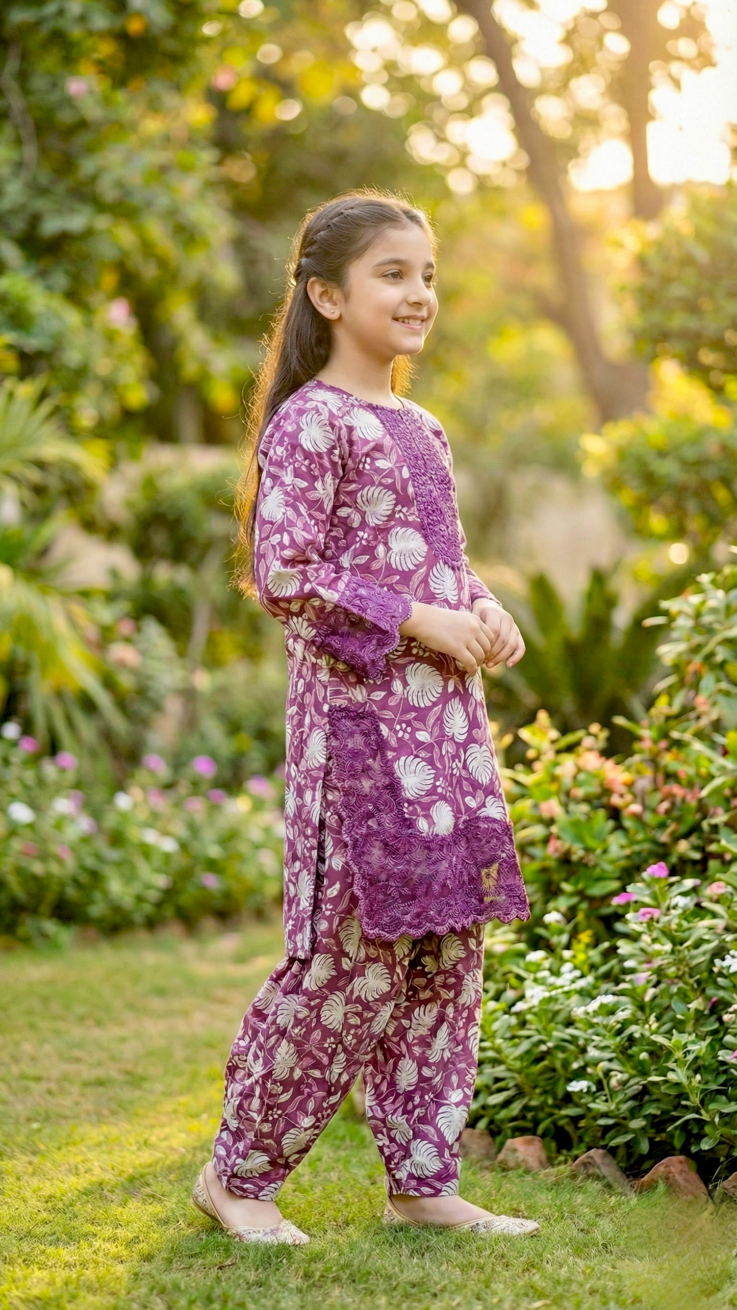 EID Basic" 2 Piece Premium Bana Dora Embroidery Farshi Shalwar Suit.