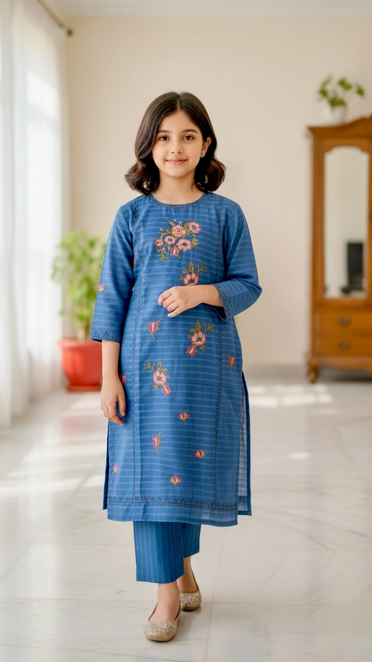 3 Piece Cotton Cross Stitch Chiken Embroidery Dress.