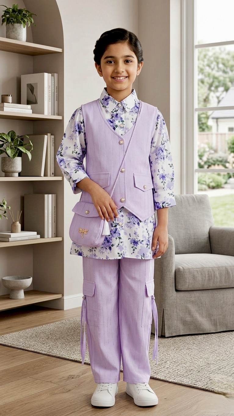 Western Style 4 Piece Coat Shirt With Cargo Pent & Pouch.