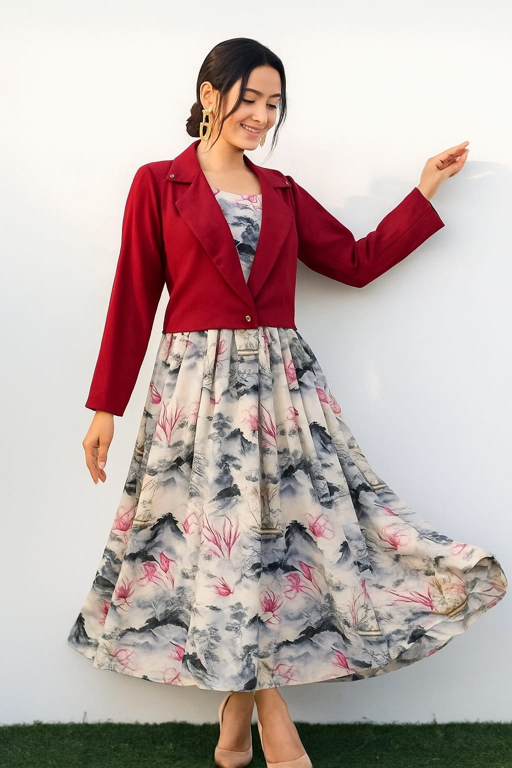 Western Long Frock With Koti.