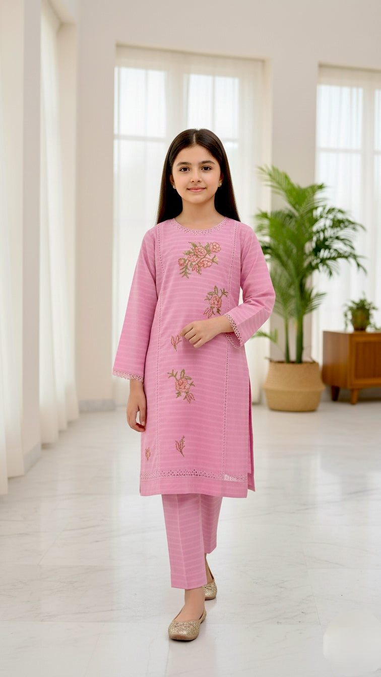 3 Piece Cotton Cross Stitch Chiken Embroidery Dress.