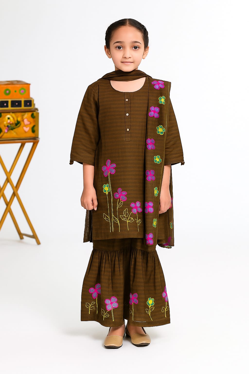 3 Piece Gharara Suit Embroided.
