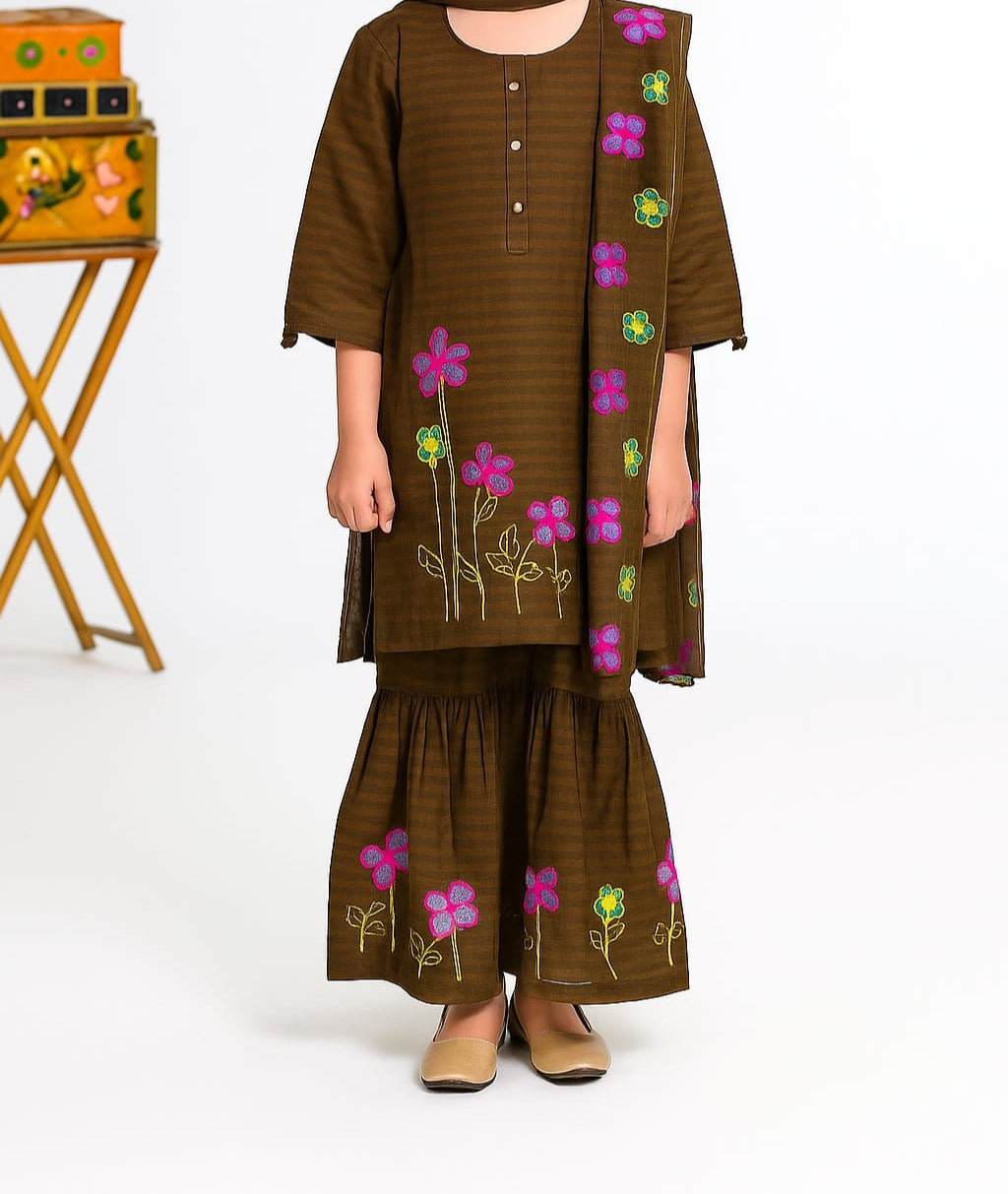 3 Piece Gharara Suit Embroided.
