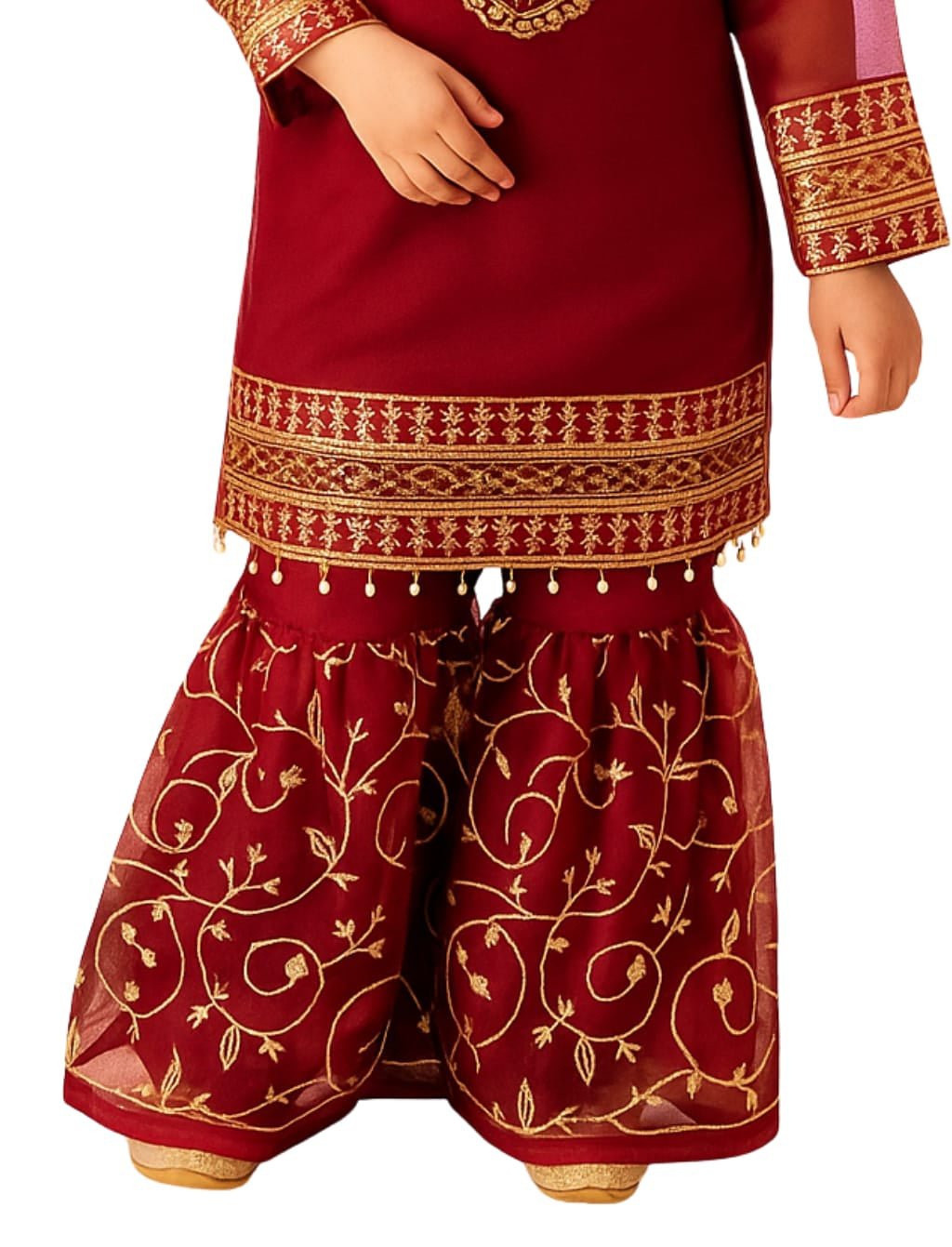 3 Piece Embroidery Chiffon Festive Gharara Suit.