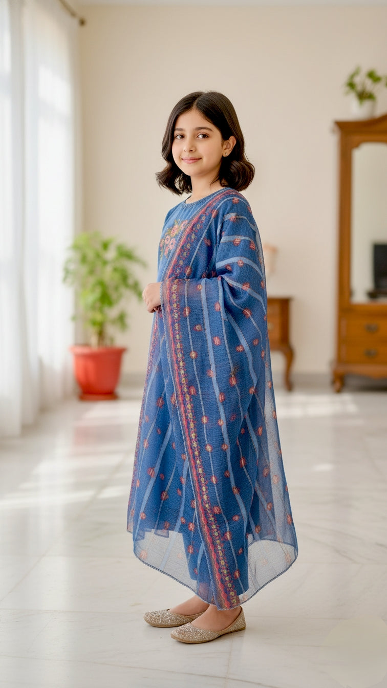 3 Piece Cotton Cross Stitch Chiken Embroidery Dress.