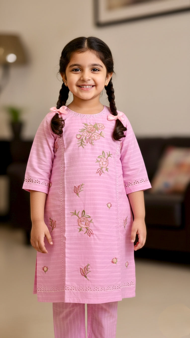 3 Piece Cotton Cross Stitch Chiken Embroidery Dress.