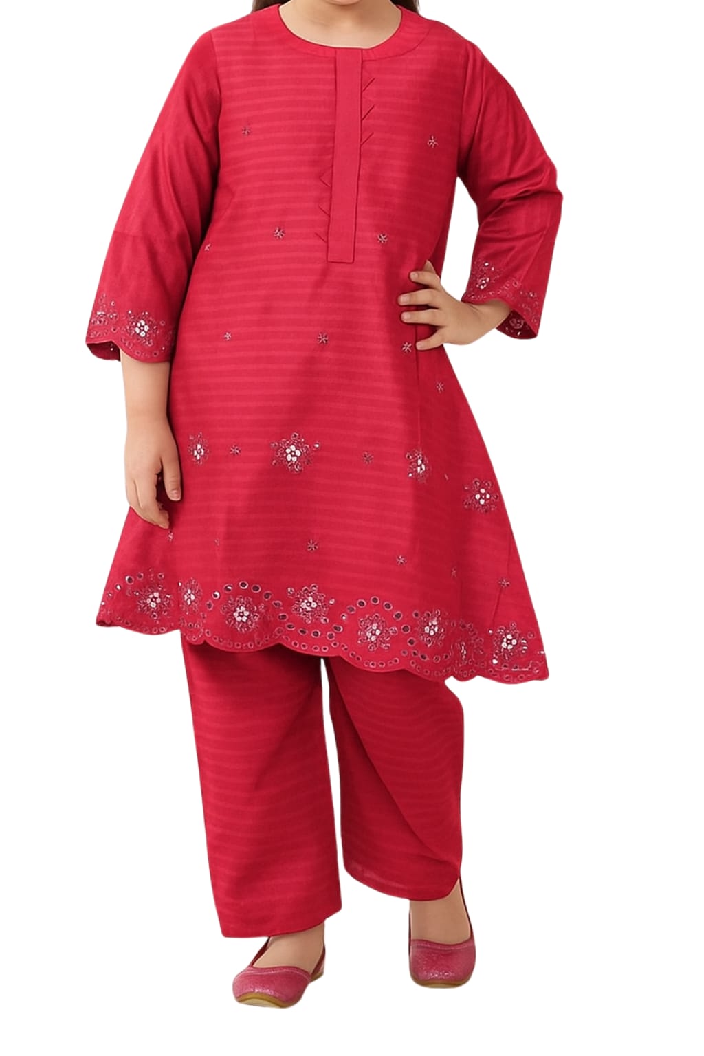 3 Piece Chiken Embroidery Dress.