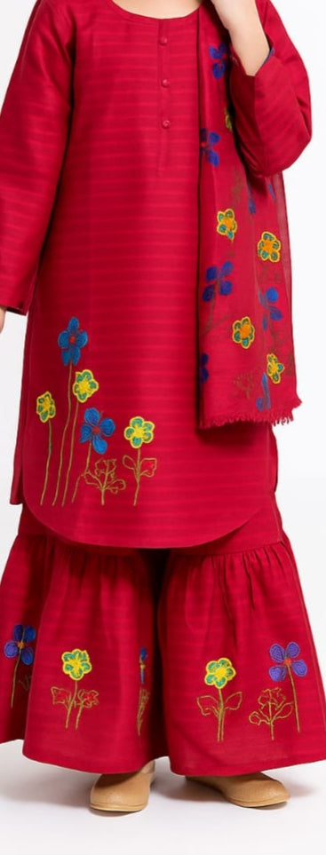 3 Piece Gharara Suit Embroided.