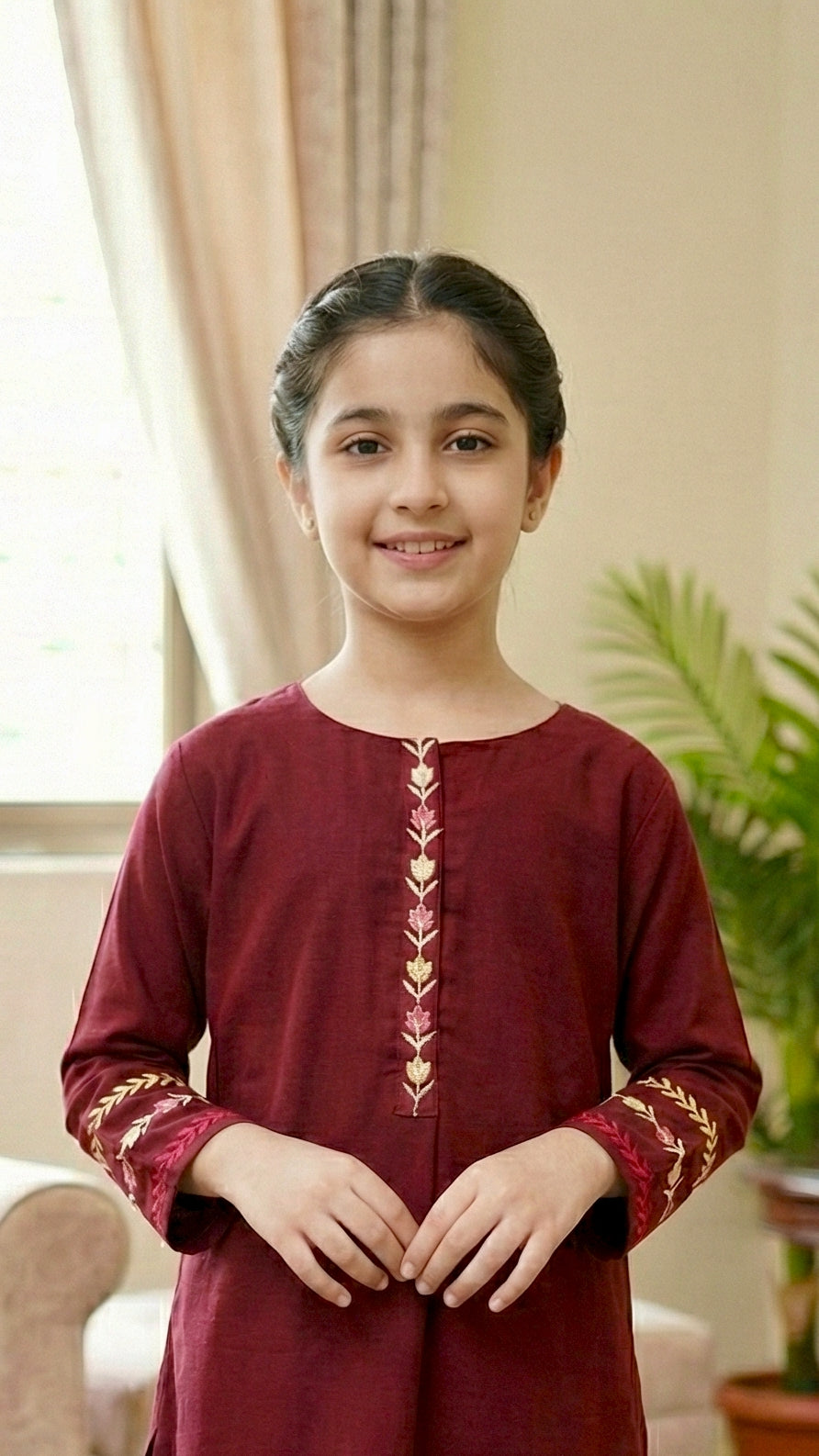 2 Piece Imported Georgette Embroidery Short Shirt & Plazo.