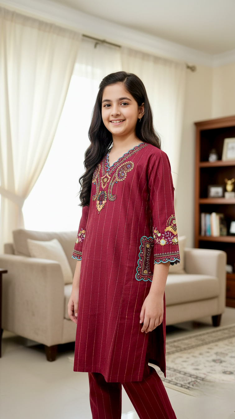 2 Piece Khaddar Embroidery Suit.