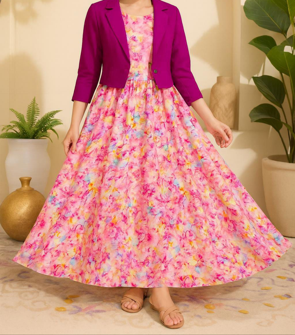 Western Long Frock With Koti.