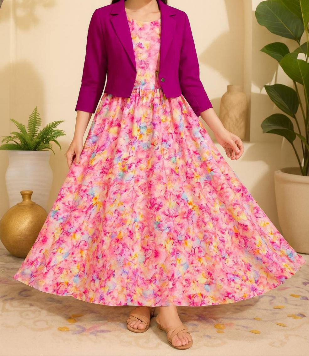 Western Long Frock With Koti.