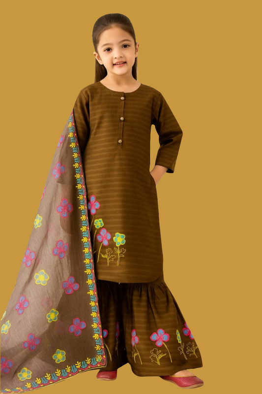 3 Piece Gharara Suit Embroided.