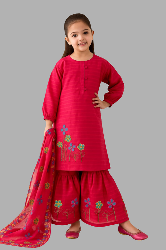 3 Piece Gharara Suit Embroided.