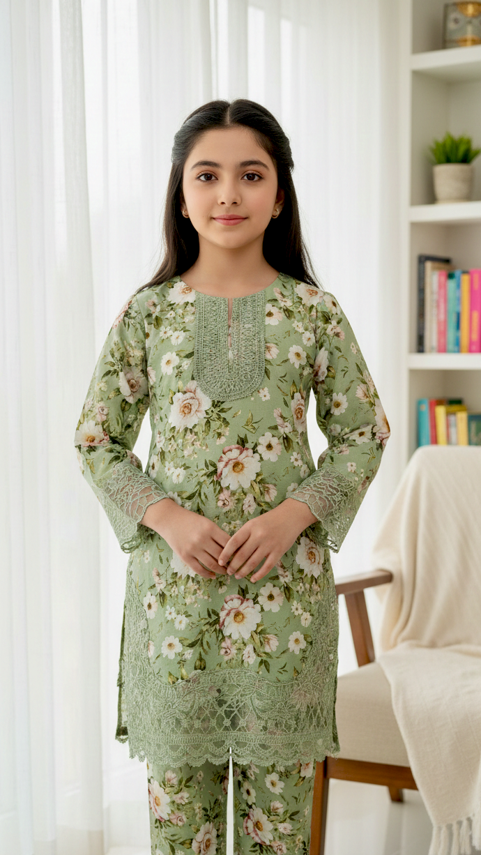 EID Basic" 2 Piece Premium Bana Dora Embroidery Farshi Shalwar Suit.