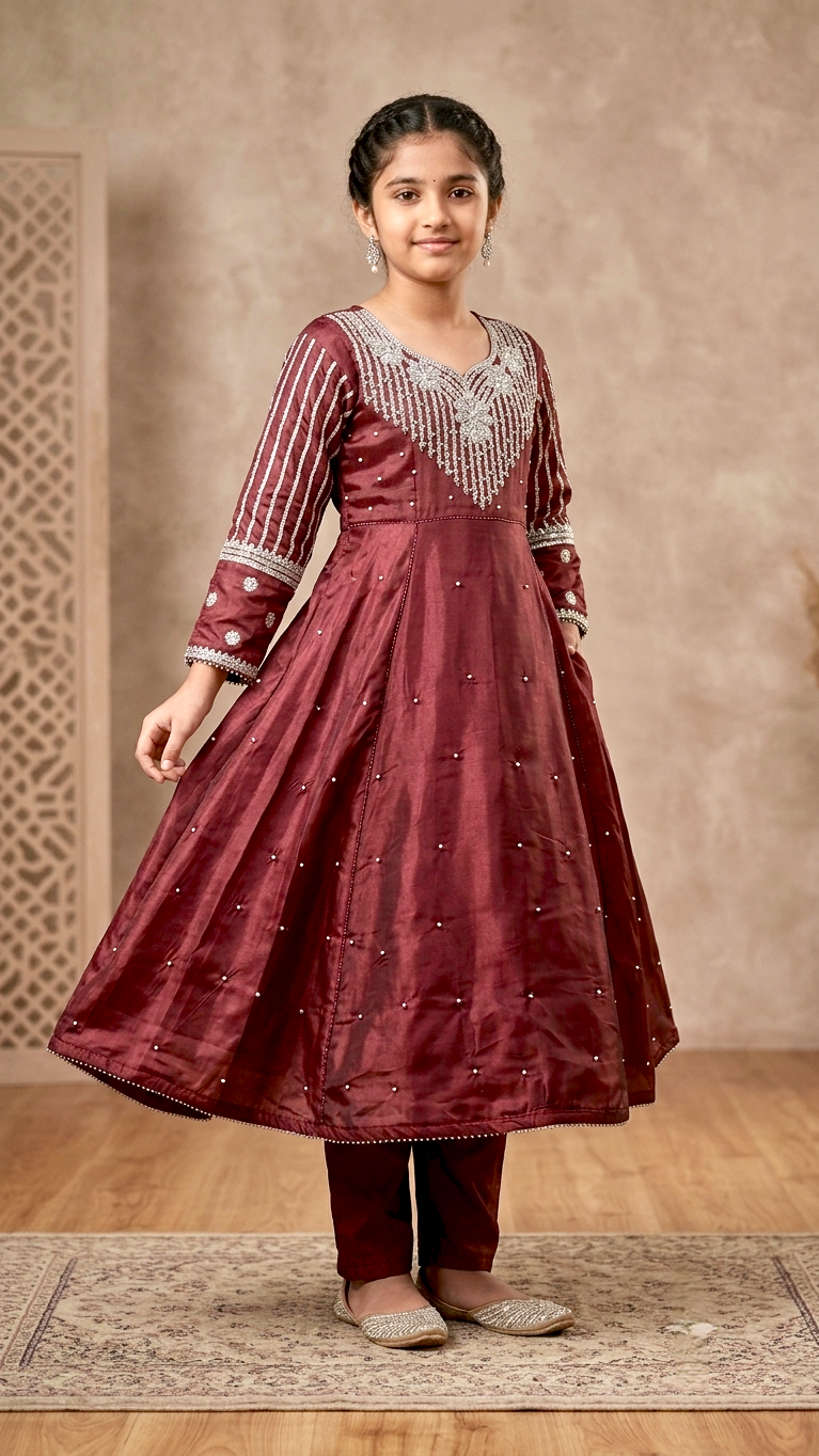 2 Piece Formal Stitched Long Frock with pearls & Embroidery Suit.