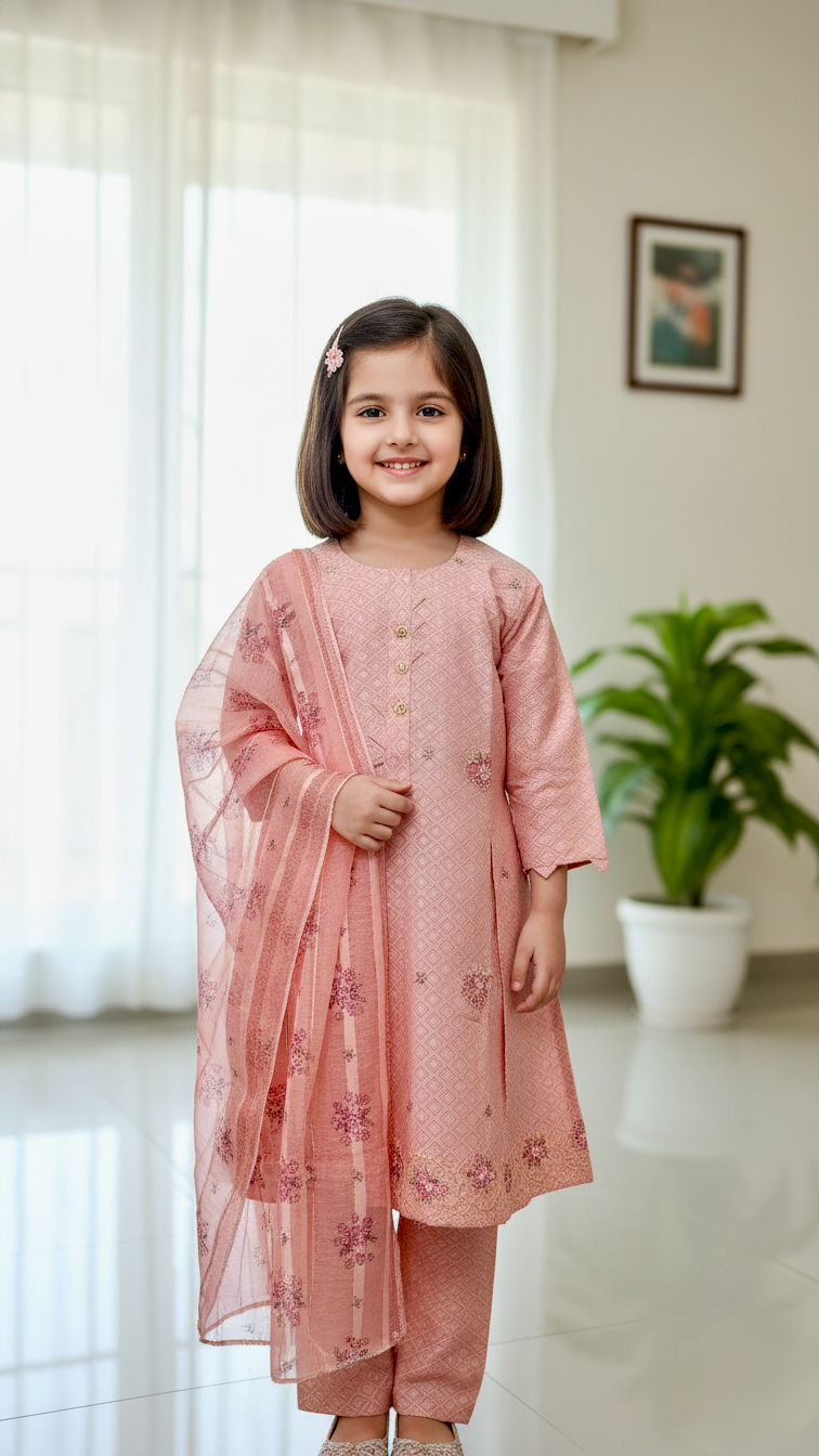 3 Piece Winter Cotton Jacquard Suit.