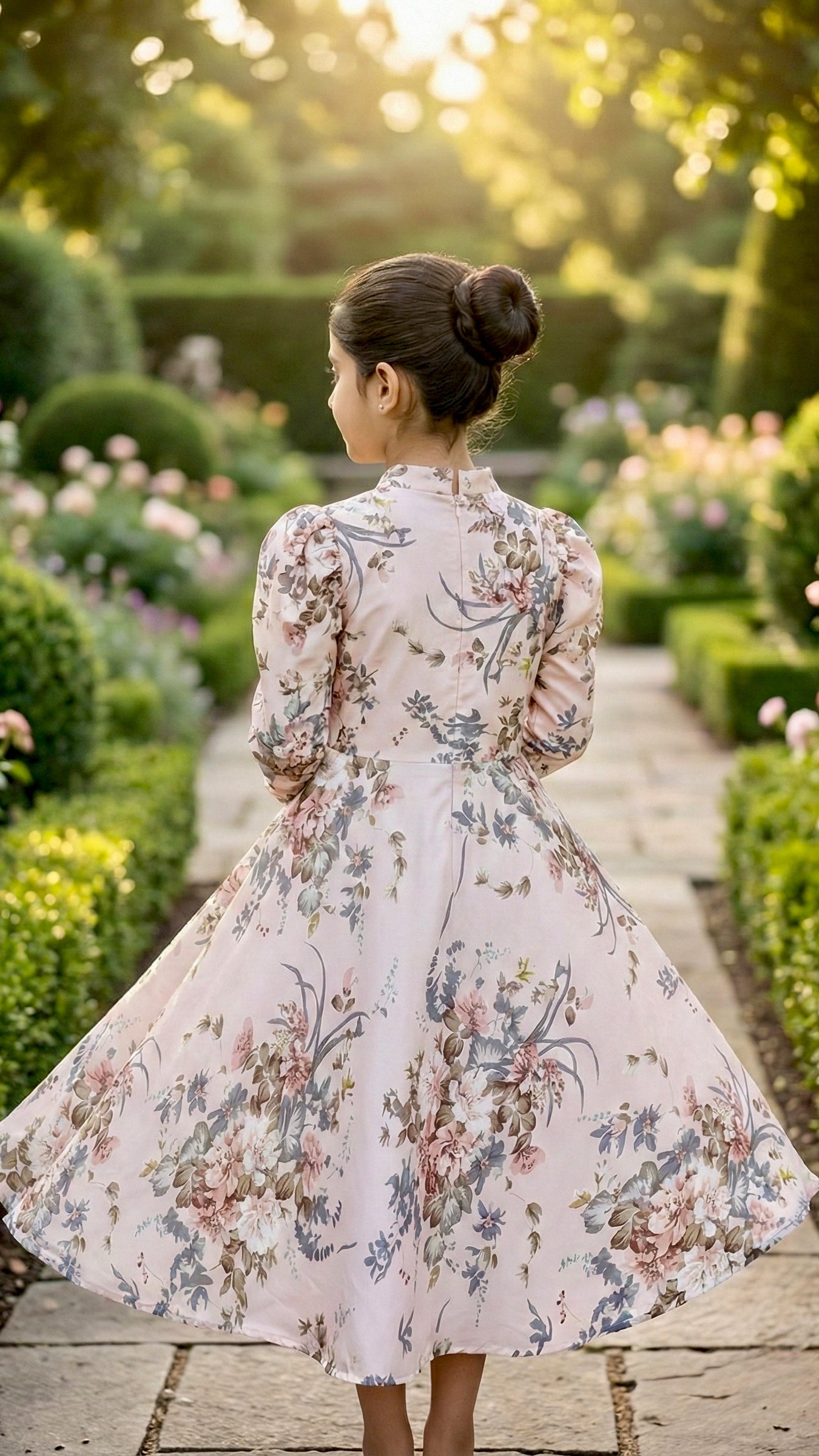 Beautiful Side Knot Puff Sleeves Frock.