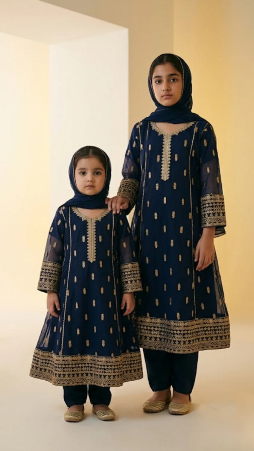 3 Piece Stitched Chiffon Formal Full Embroidery suit.