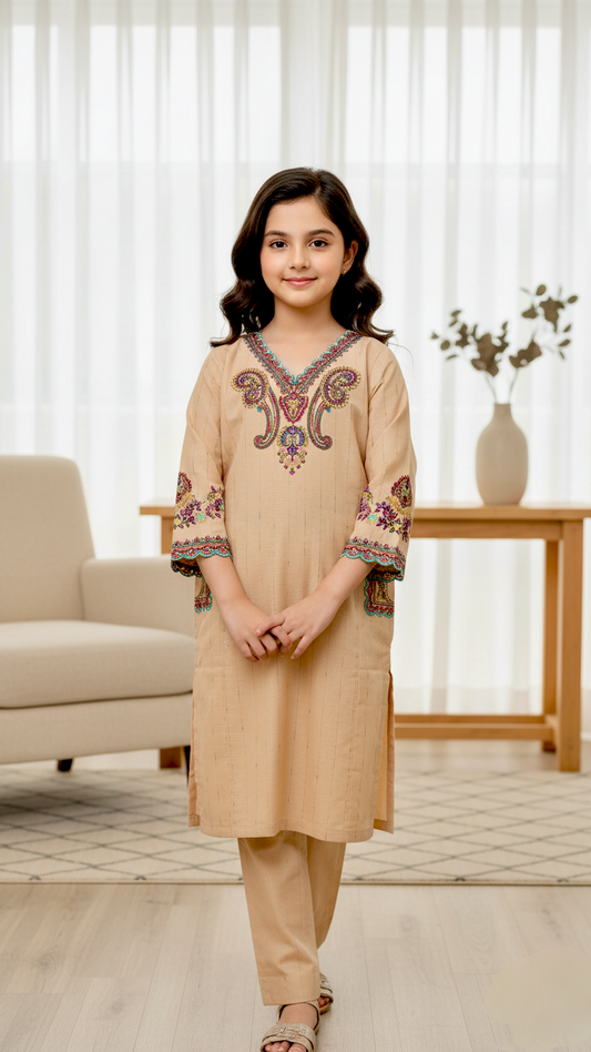 2 Piece Khaddar Embroidery Suit.