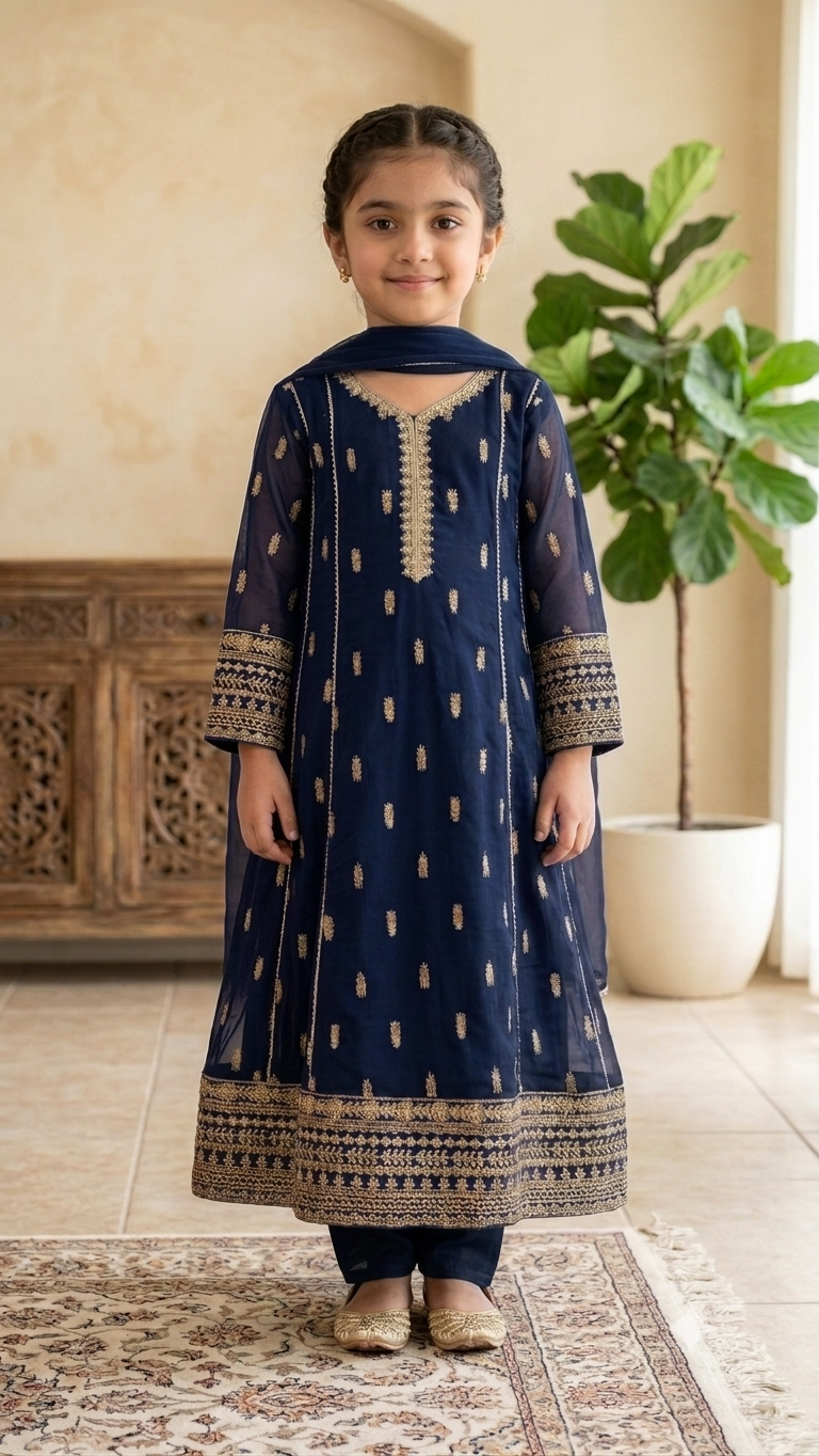 3 Piece Stitched Chiffon Formal Full Embroidery suit.