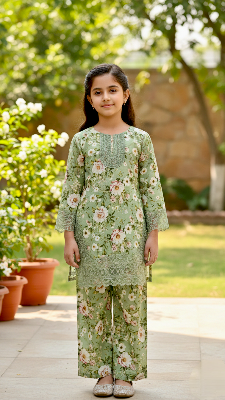 EID Basic" 2 Piece Premium Bana Dora Embroidery Farshi Shalwar Suit.