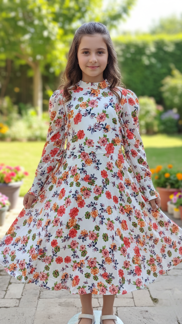 Beautiful Side Knot Puff Sleeves Frock.