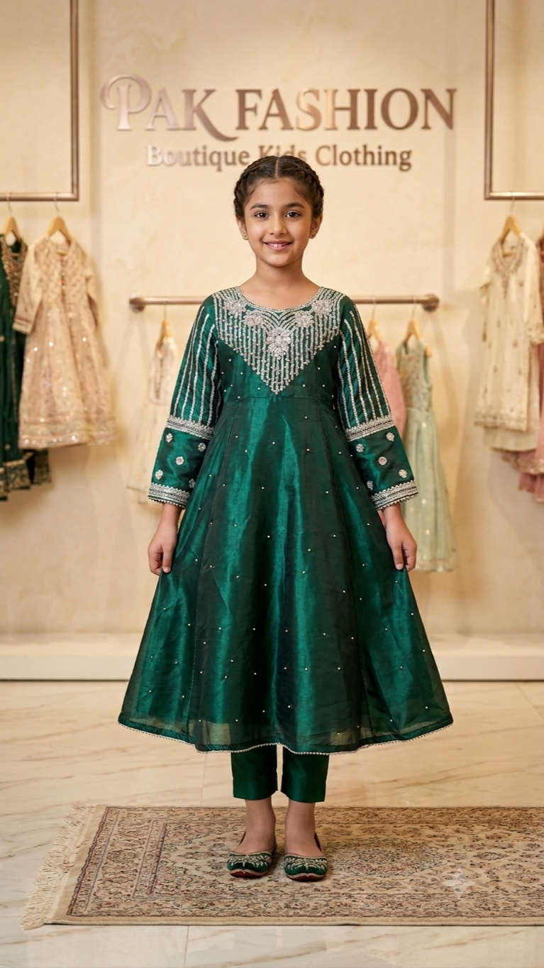 2 Piece Formal Stitched Long Frock with pearls & Embroidery Suit.