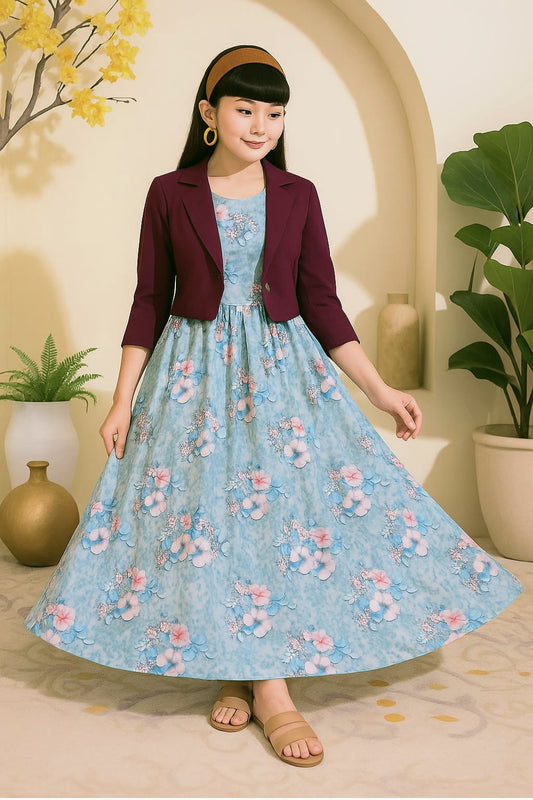 Western Long Frock With Koti.