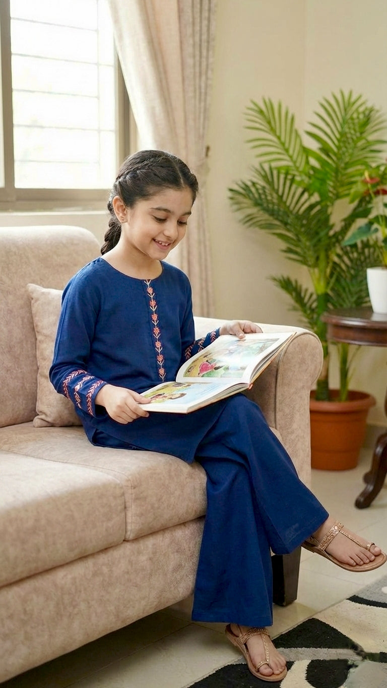 2 Piece Imported Georgette Embroidery Short Shirt & Plazo.