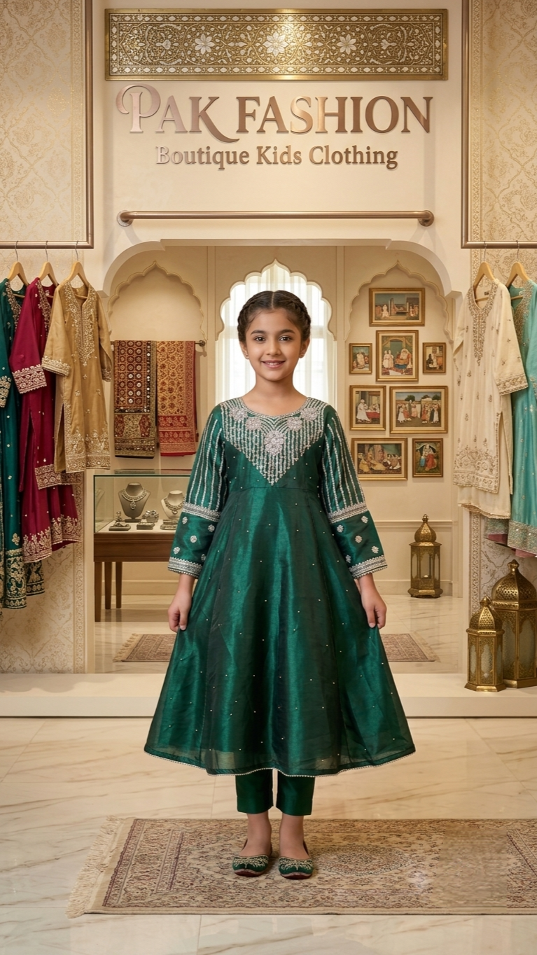 2 Piece Formal Stitched Long Frock with pearls & Embroidery Suit.