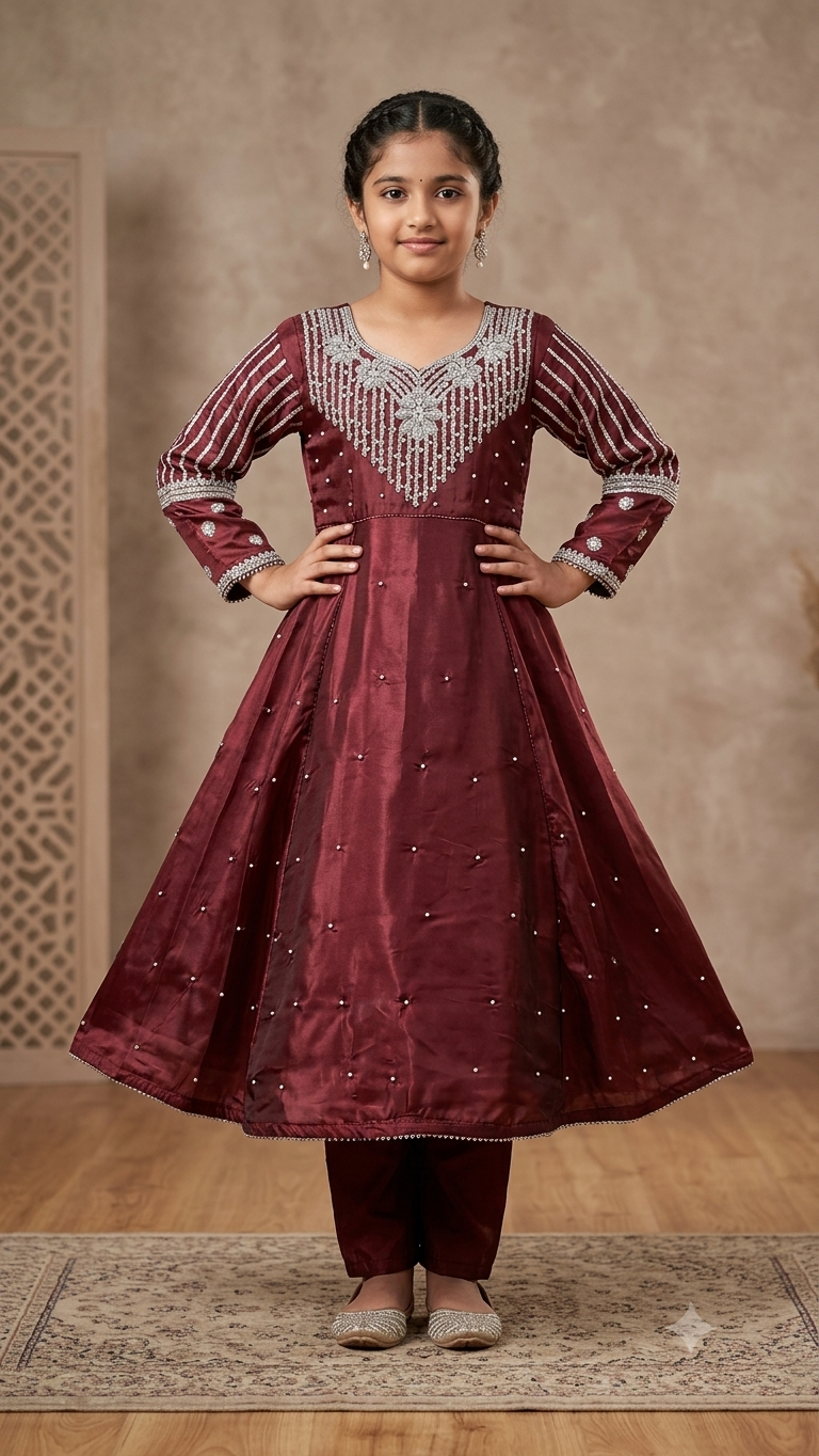 2 Piece Formal Stitched Long Frock with pearls & Embroidery Suit.
