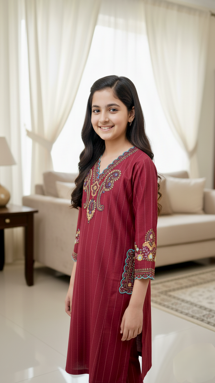 2 Piece Khaddar Embroidery Suit.