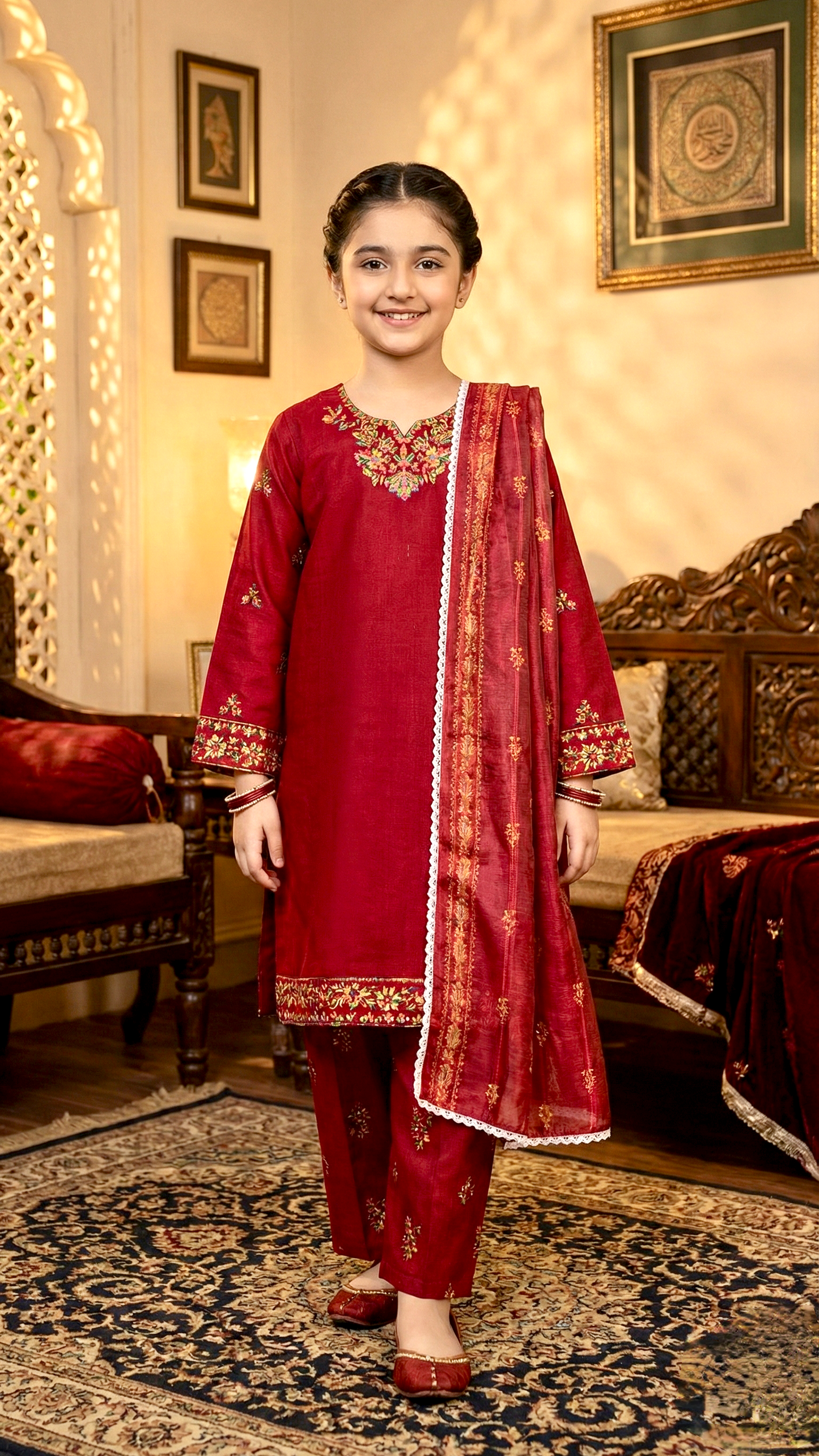 "EID" 3 Piece Luxury Pret Cotton Embroidery Suit.