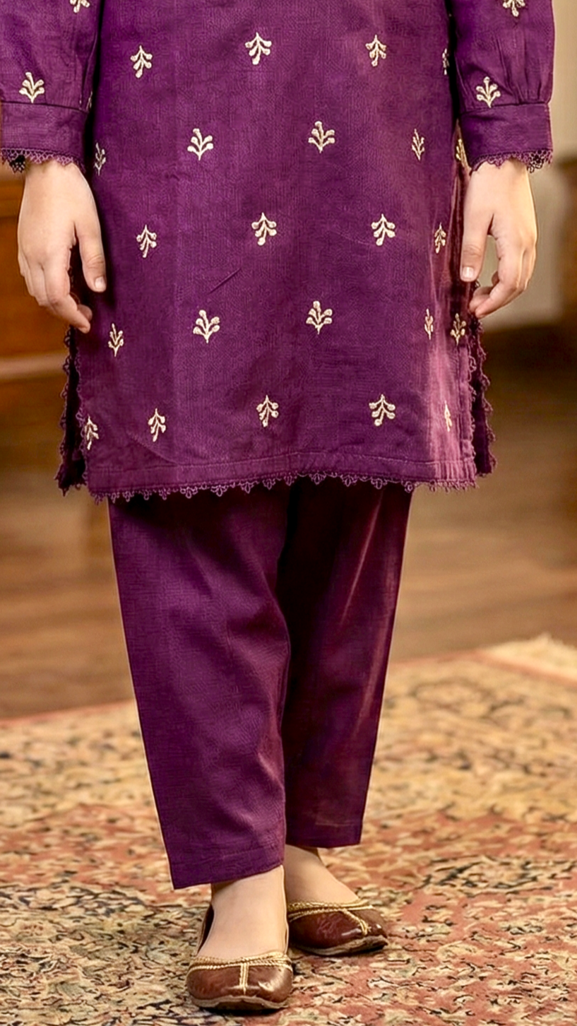2 Piece Khaddar Embroidery Suit.