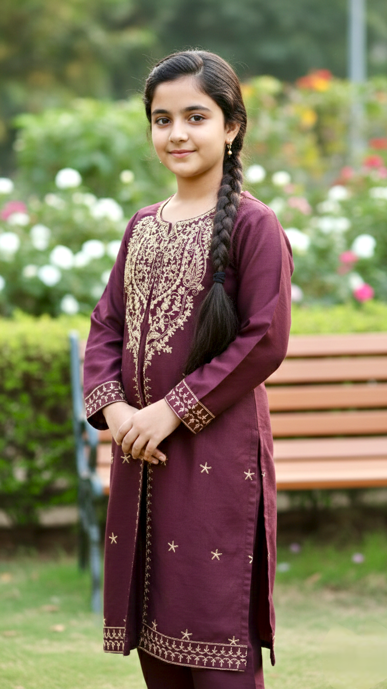 "EID" Luxury Pret Cotton 3 Piece Embroidery Suit.