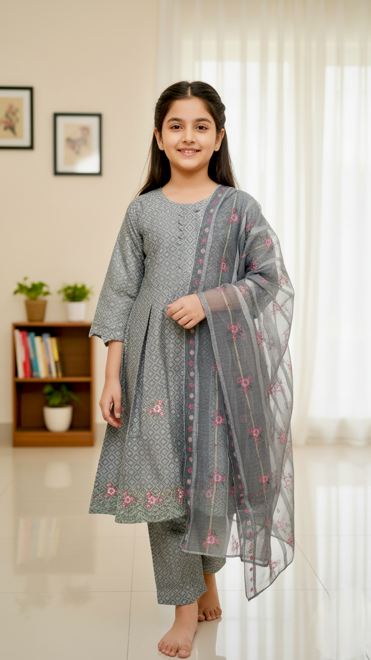 3 Piece Winter Cotton Jacquard Suit.