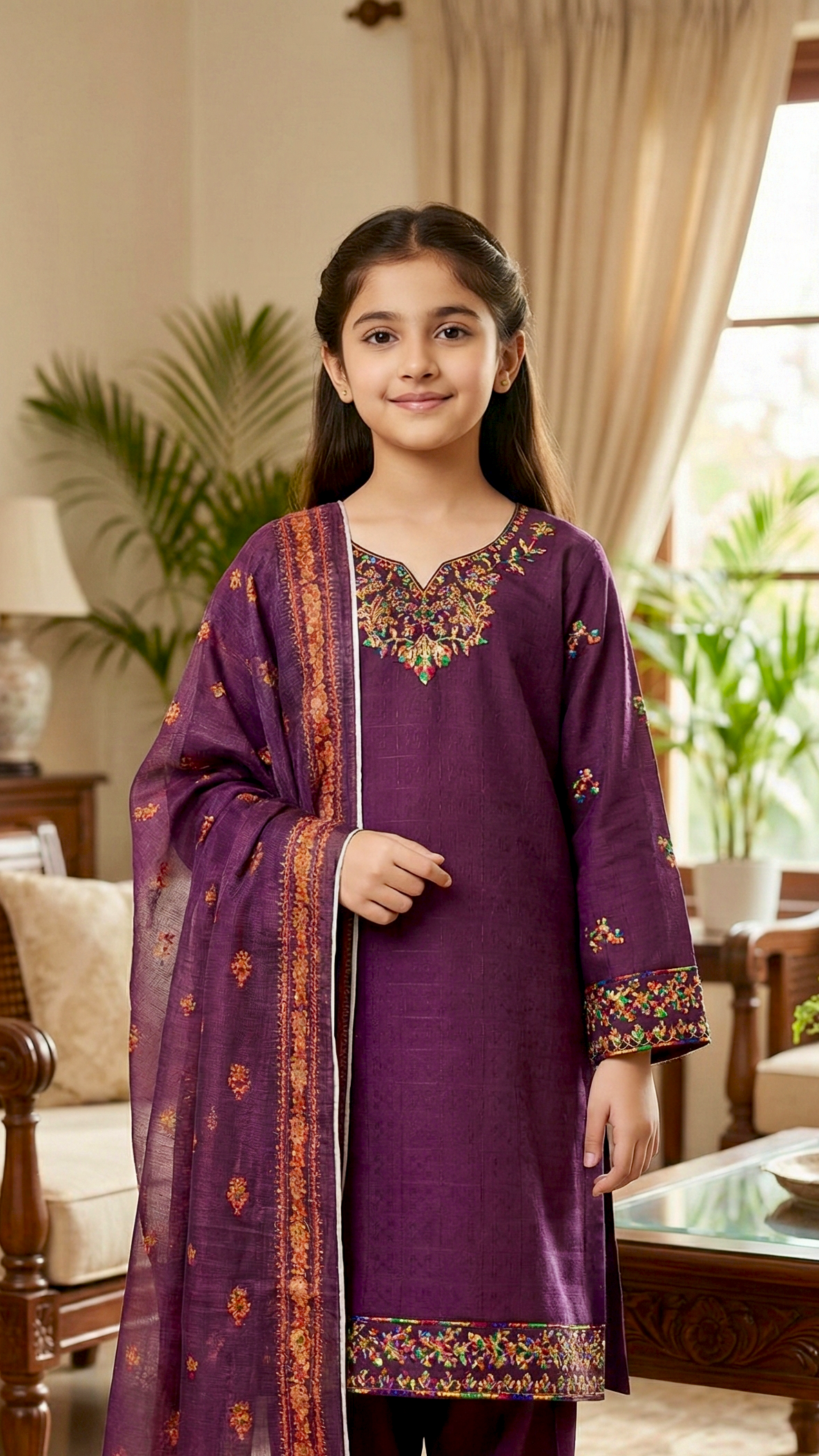 "EID" 3 Piece Luxury Pret Cotton Embroidery Suit