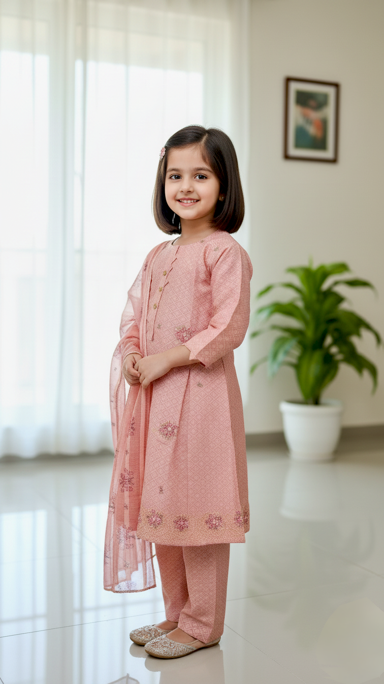 3 Piece Winter Cotton Jacquard Suit.